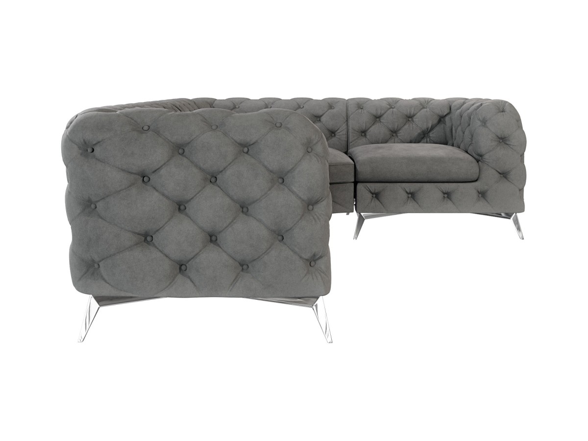 Paul - Chesterfield Ecksofa mit Silber Metall Füßen