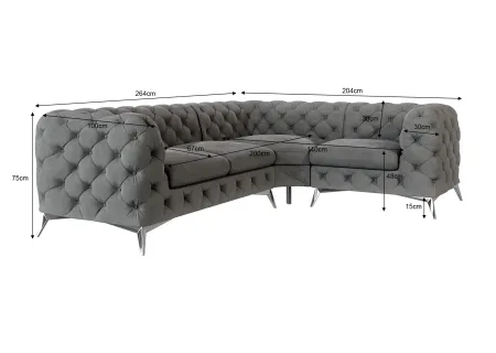 Paul - Chesterfield Ecksofa mit Silber Metall Füßen