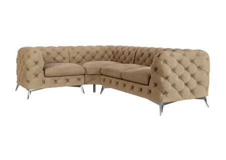 Paul - Chesterfield Ecksofa mit Silber Metall Füßen