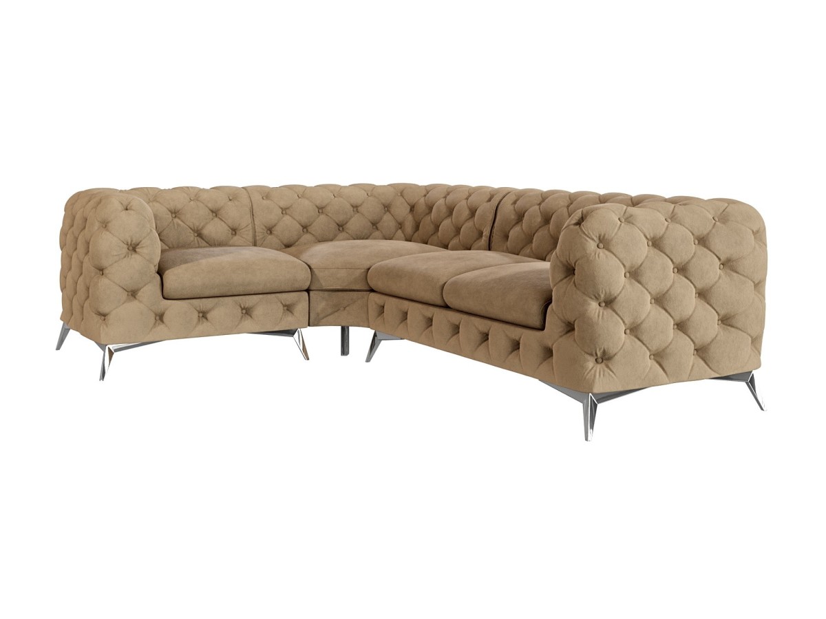 Paul - Chesterfield Ecksofa mit Silber Metall Füßen