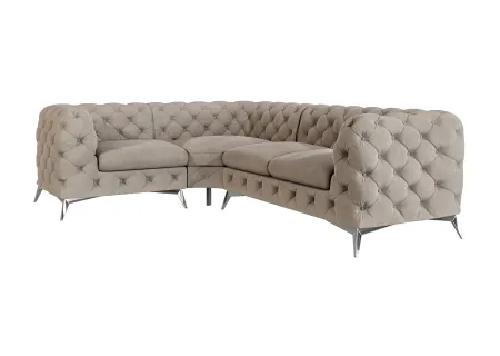 Paul - Chesterfield Ecksofa mit Silber Metall Füßen