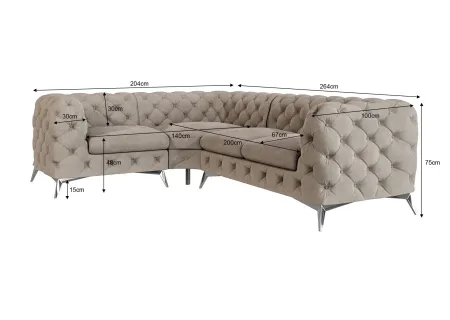 Paul - Chesterfield Ecksofa mit Silber Metall Füßen