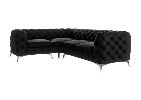 Paul - Chesterfield Ecksofa mit Silber Metall Füßen