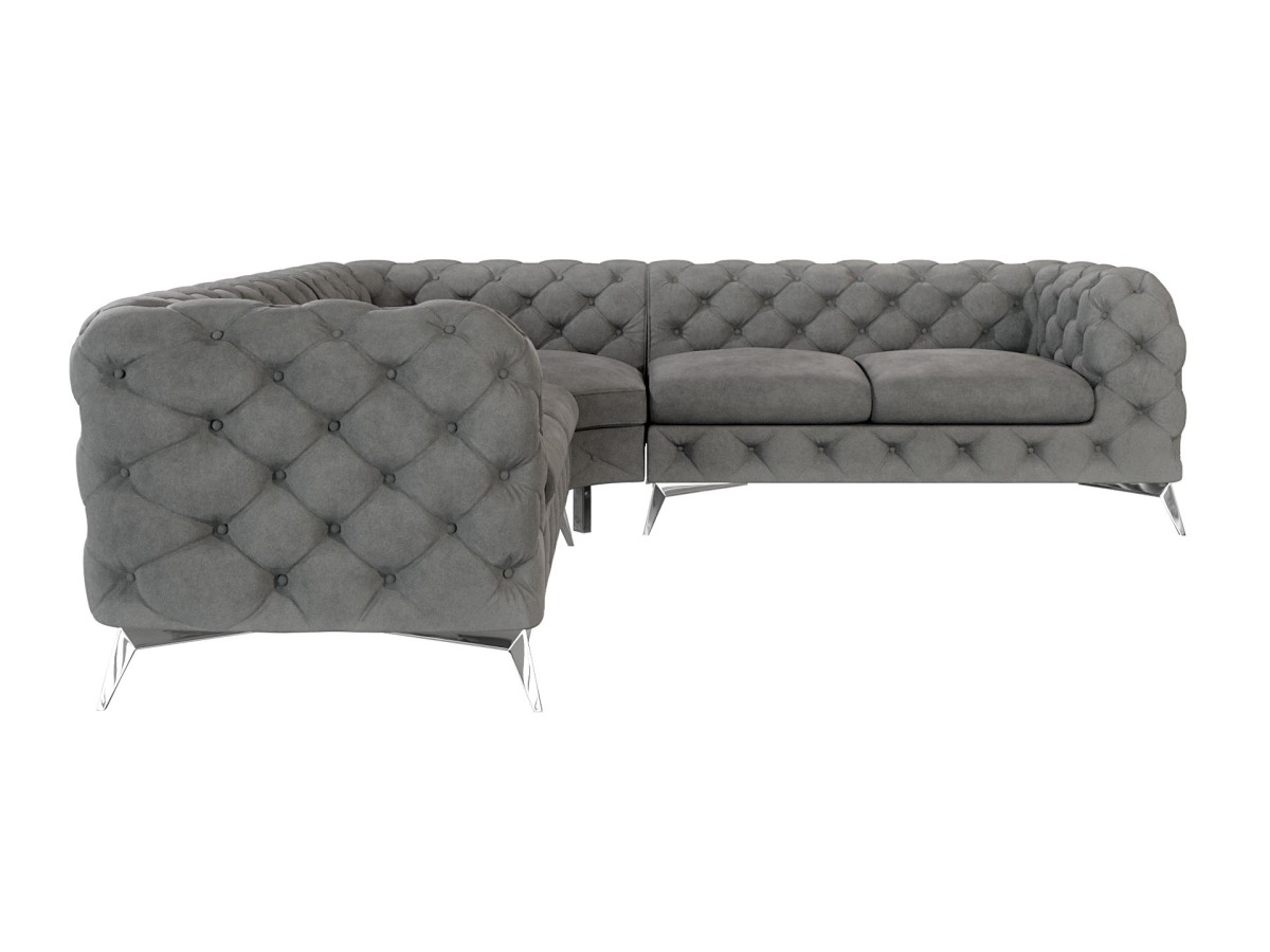 Paul - Chesterfield Ecksofa mit Silber Metall Füßen