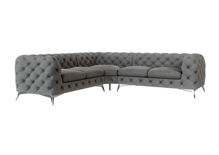 Paul - Chesterfield Ecksofa mit Silber Metall Füßen