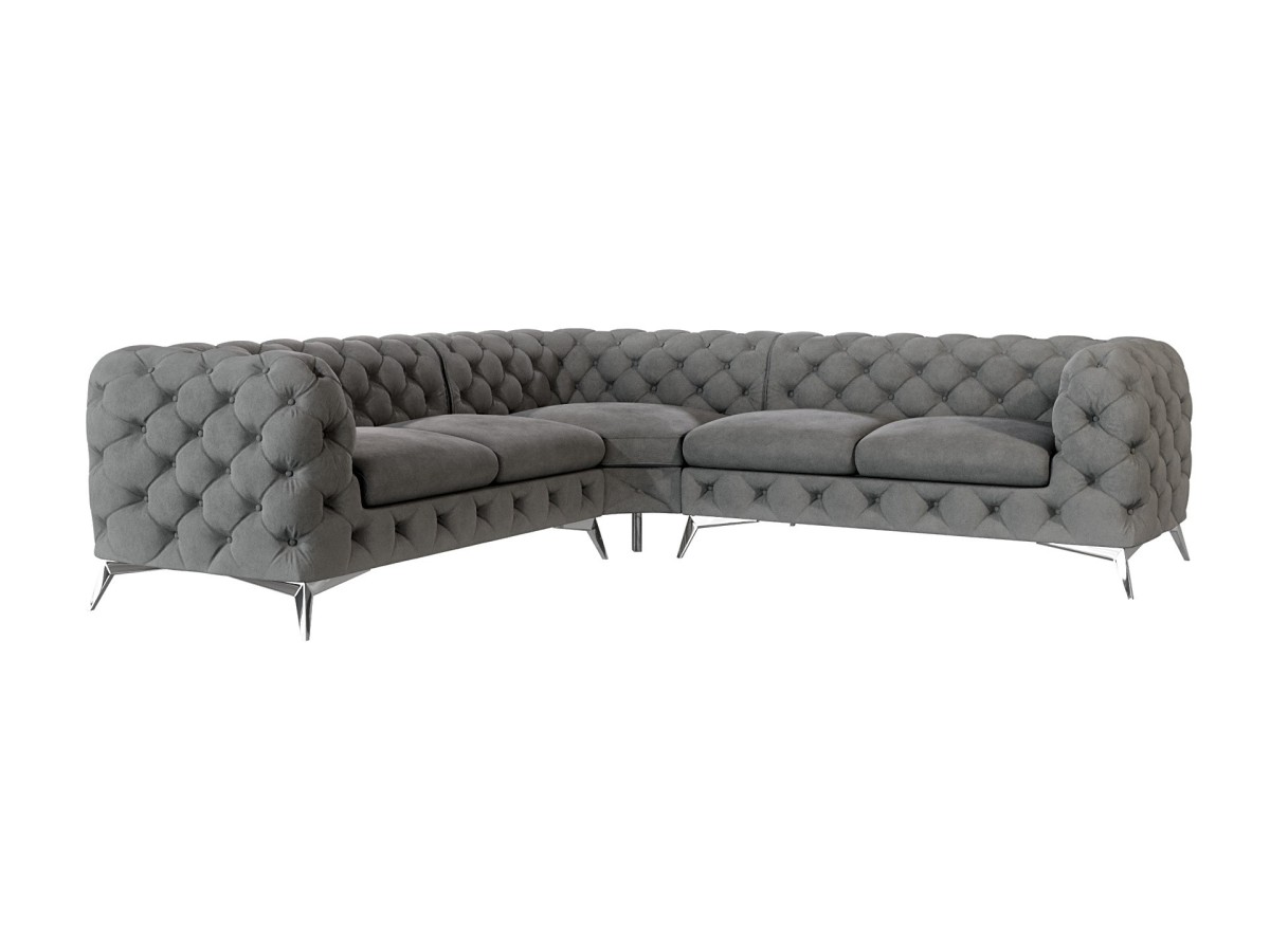 Paul - Chesterfield Ecksofa mit Silber Metall Füßen