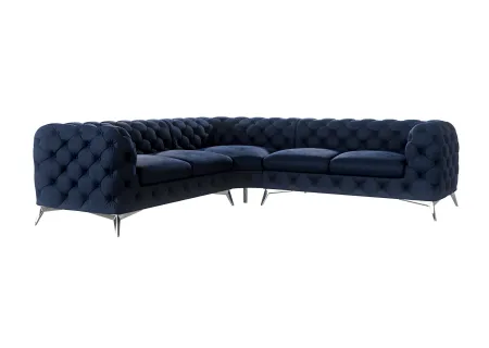 Paul - Chesterfield Ecksofa mit Silber Metall Füßen