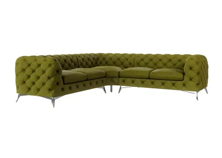 Paul - Chesterfield Ecksofa mit Silber Metall Füßen