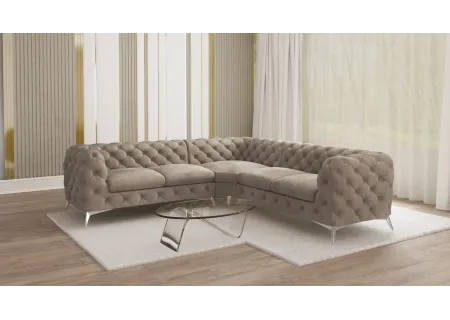 Paul - Chesterfield Ecksofa mit Silber Metall Füßen