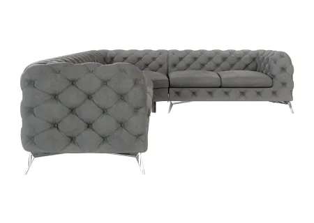 Paul - Chesterfield Ecksofa mit Silber Metall Füßen