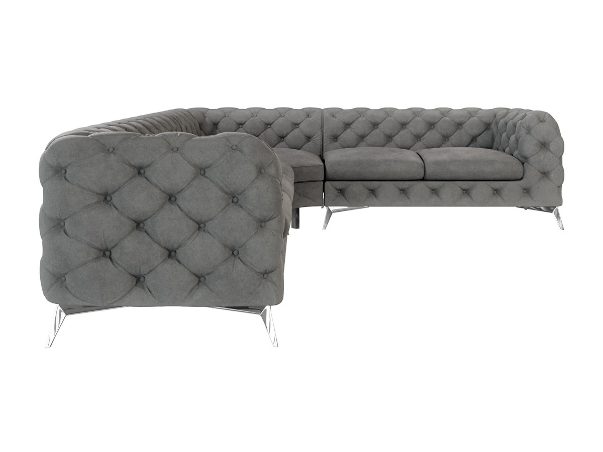 Paul - Chesterfield Ecksofa mit Silber Metall Füßen