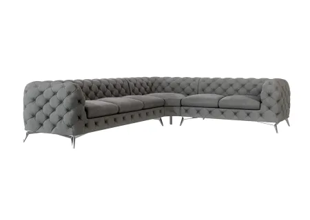 Paul - Chesterfield Ecksofa mit Silber Metall Füßen