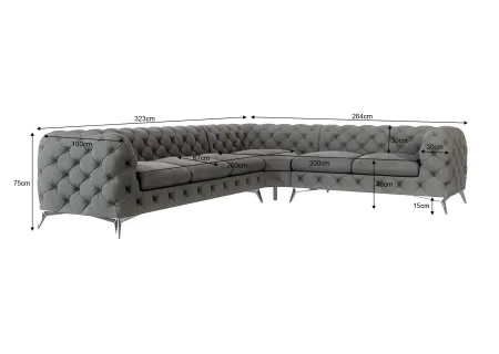 Paul - Chesterfield Ecksofa mit Silber Metall Füßen