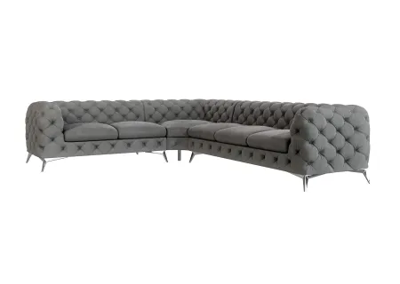 Paul - Chesterfield Ecksofa mit Silber Metall Füßen