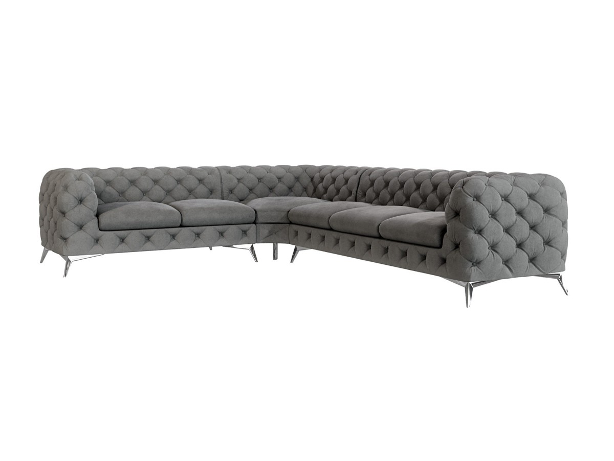 Paul - Chesterfield Ecksofa mit Silber Metall Füßen