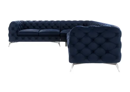 Paul - Chesterfield Ecksofa mit Silber Metall Füßen