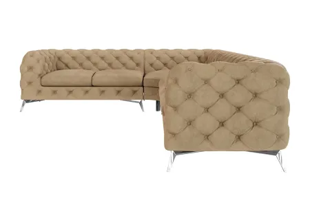 Paul - Chesterfield Ecksofa mit Silber Metall Füßen