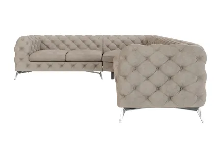 Paul - Chesterfield Ecksofa mit Silber Metall Füßen