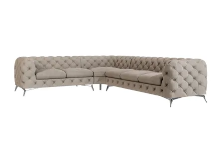 Paul - Chesterfield Ecksofa mit Silber Metall Füßen