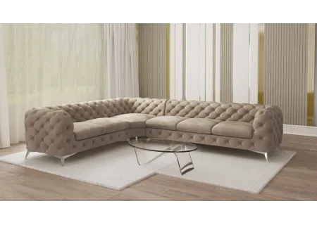 Paul - Chesterfield Ecksofa mit Silber Metall Füßen