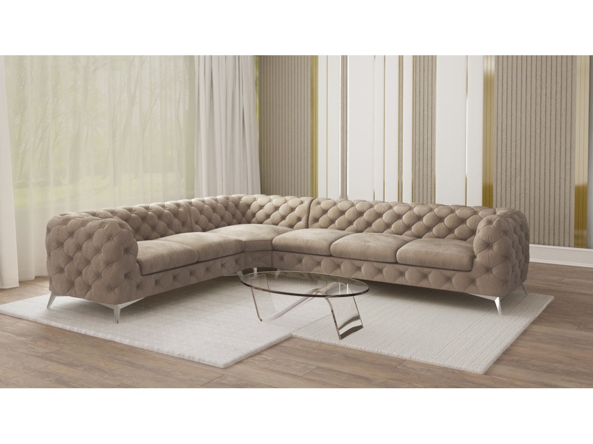 Paul - Chesterfield Ecksofa mit Silber Metall Füßen