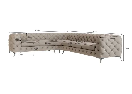 Paul - Chesterfield Ecksofa mit Silber Metall Füßen