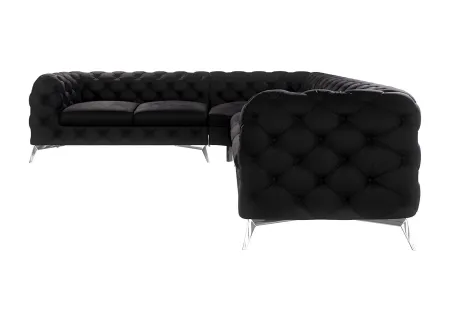 Paul - Chesterfield Ecksofa mit Silber Metall Füßen