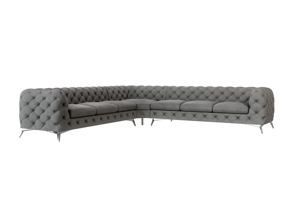 Paul - Chesterfield Ecksofa mit Silber Metall Füßen