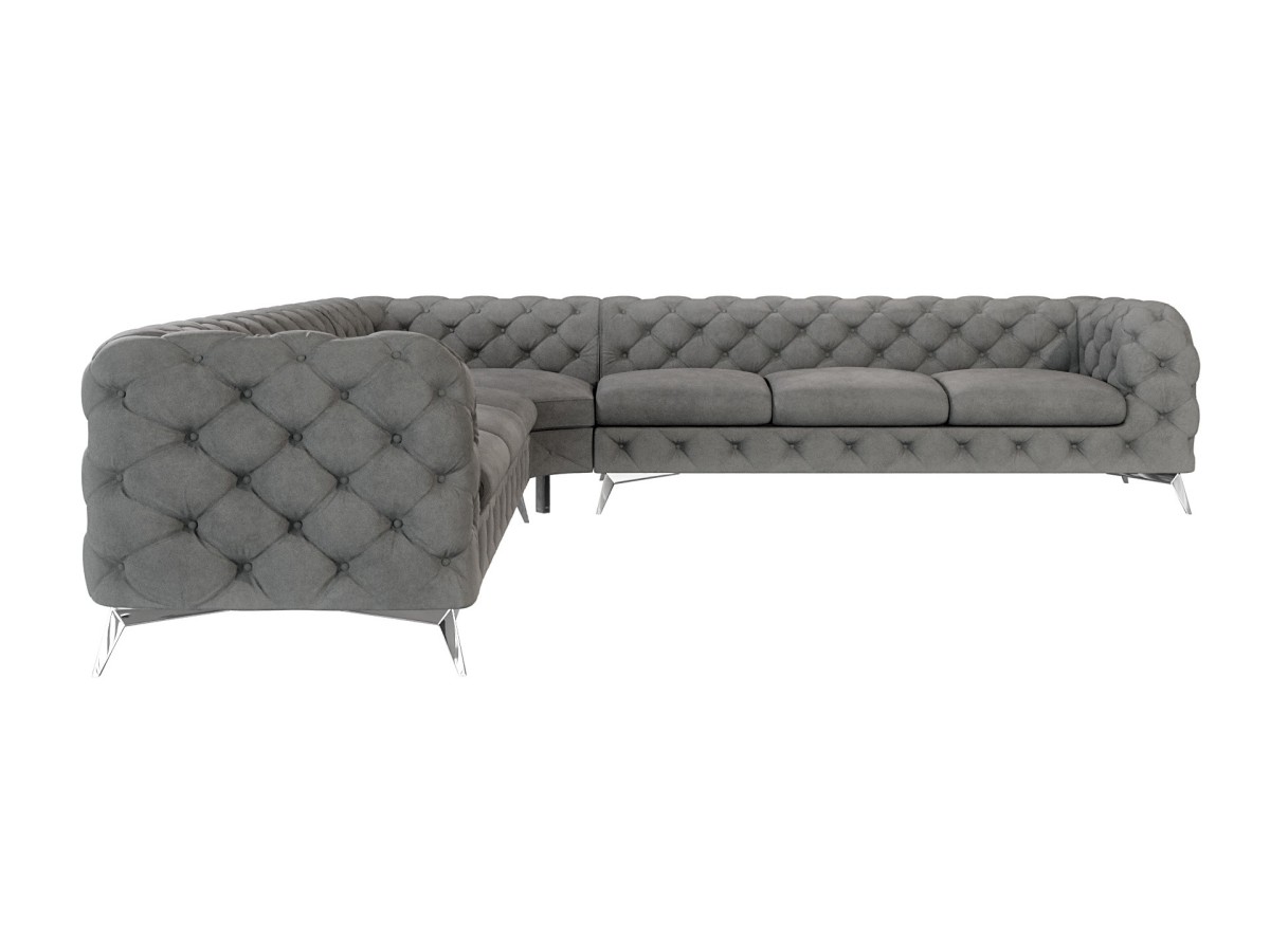 Paul - Chesterfield Ecksofa mit Silber Metall Füßen