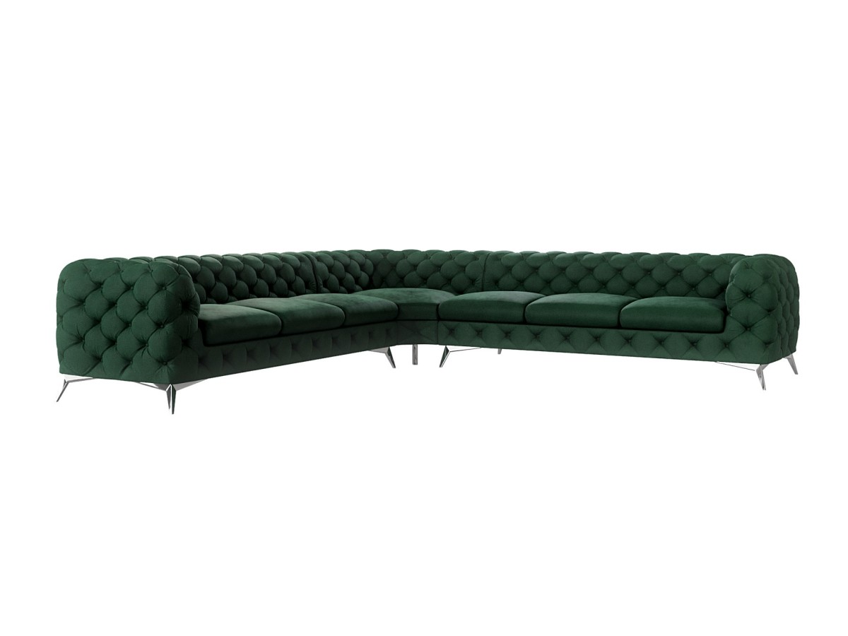 Paul - Chesterfield Ecksofa mit Silber Metall Füßen