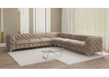 Paul - Chesterfield Ecksofa mit Silber Metall Füßen