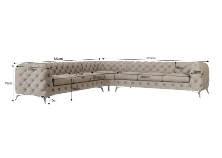 Paul - Chesterfield Ecksofa mit Silber Metall Füßen