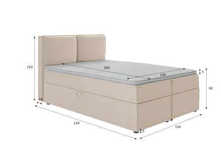 Uma - Modernes Boxspringbett mit Topper und Bettkästen