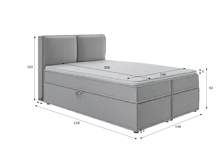 Uma - Modernes Boxspringbett mit Topper und Bettkästen