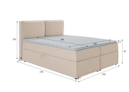 Uma - Modernes Boxspringbett mit Topper und Bettkästen