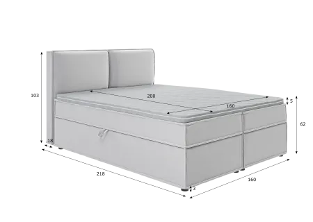 Uma - Modernes Boxspringbett mit Topper und Bettkästen