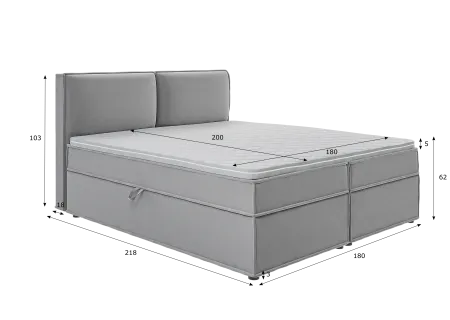 Uma - Modernes Boxspringbett mit Topper und Bettkästen