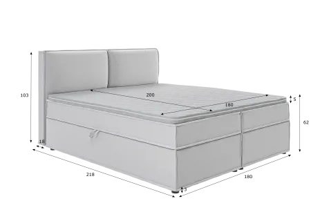 Uma - Modernes Boxspringbett mit Topper und Bettkästen