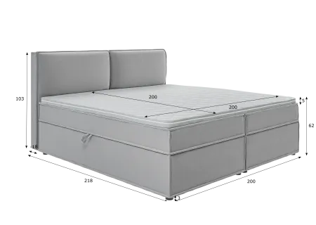 Uma - Modernes Boxspringbett mit Topper und Bettkästen