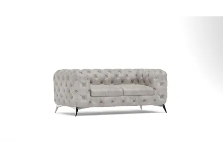 Valentin - Chesterfield Sofa 2-Sitzer mit Silber Metall Füßen