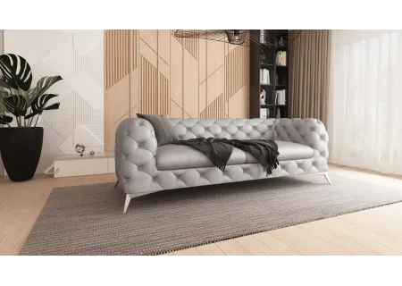 Valentin - Chesterfield Sofa 3-Sitzer mit Silber Metall Füßen