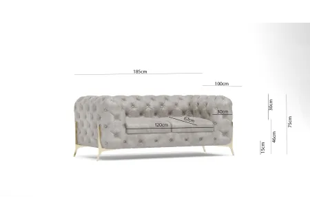 Carson - Chesterfield Sofa 2-Sitzer mit Goldene Metall Füßen