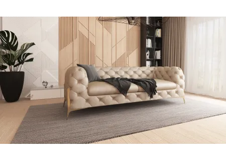 Carson - Chesterfield Sofa 3-Sitzer mit Goldene Metall Füßen