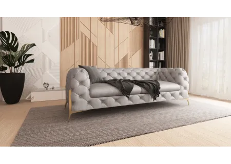 Carson - Chesterfield Sofa 3-Sitzer mit Goldene Metall Füßen