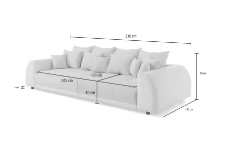 Vivienne - Big Sofa 5 Sitzer Boxspringfederung Lounge Sofa mit vielen losen Kissen