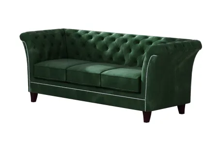 Talia - Chesterfield Sofa 3-Sitzer aus Samt-Stoff mit Holzfüßen