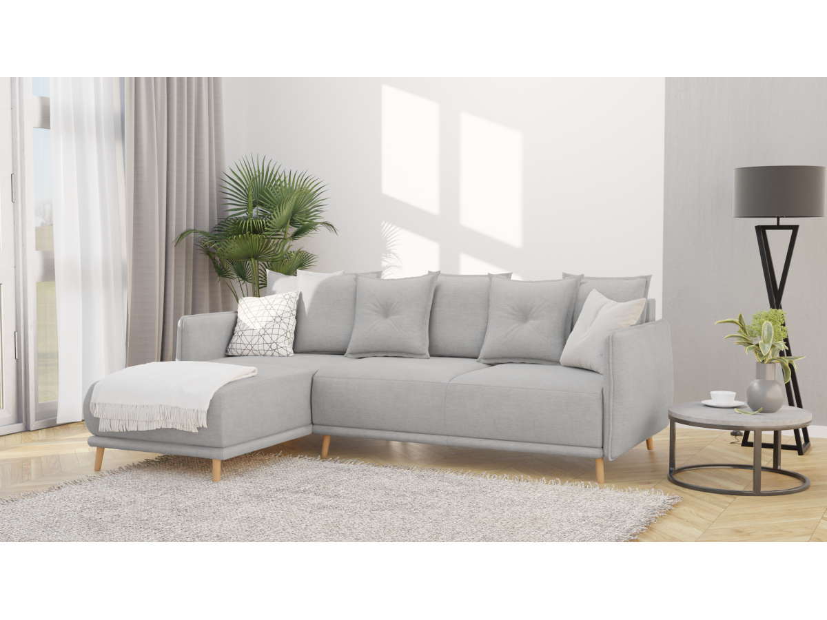 Owen - Ecksofa mit Schlaffunktion und Bettkasten in scandinavischem Design