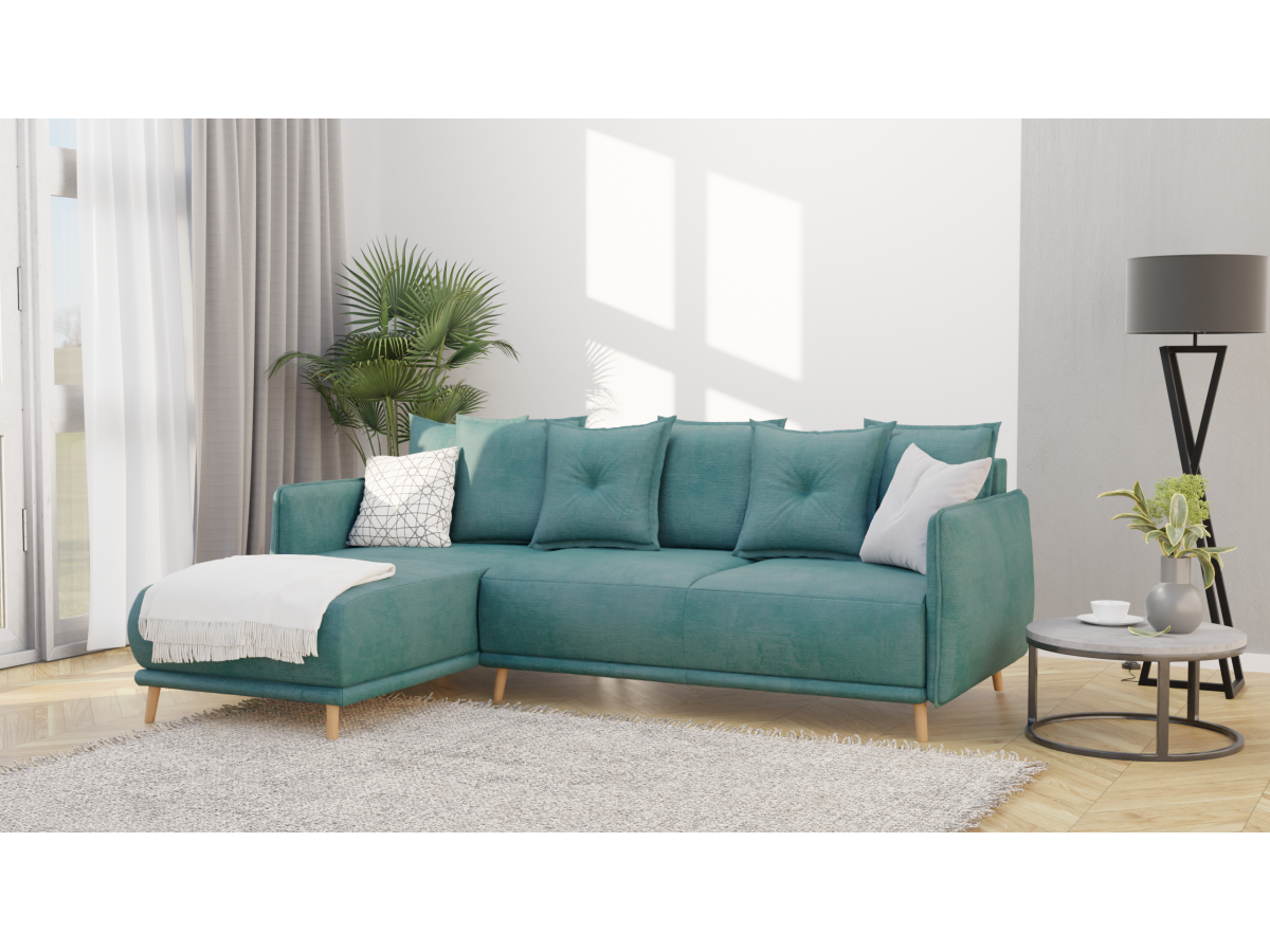 Owen - Ecksofa mit Schlaffunktion und Bettkasten in scandinavischem Design