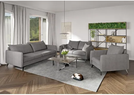 Calais - Modernes Sofa 2-Sitzer mit Schwarz Metall Füßen aus Luxusmicrofaser