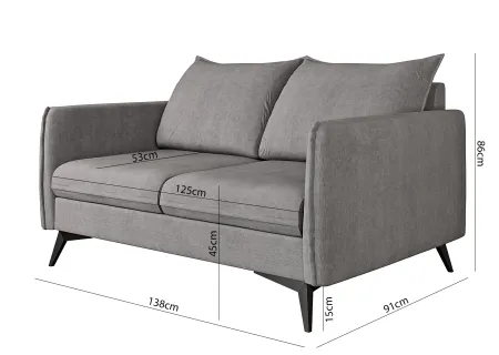 Calais - Modernes Sofa 2-Sitzer mit Schwarz Metall Füßen aus Luxusmicrofaser